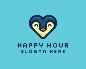 Happy Heart Penguin logo design