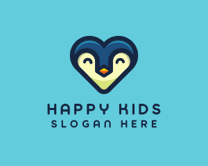 Happy Heart Penguin logo design