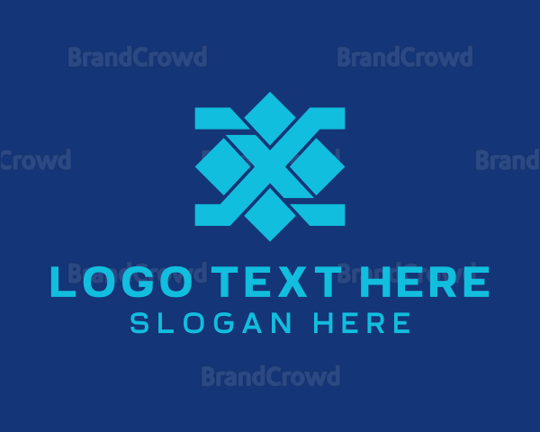 Blue Diamond Letter X Logo