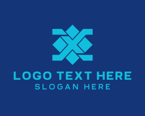 Left - Blue Diamond Letter X logo design