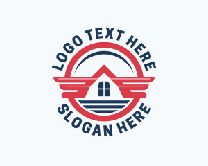Town House - House Wings Roof logo design