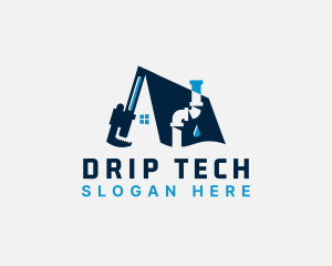 House Plumbing Wrench Maintenance logo design