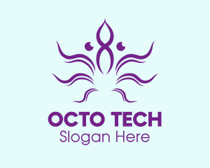 Minimalist Purple Octopus  logo design