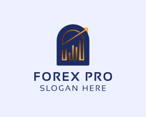 Forex - Gold Arrow Graph logo design