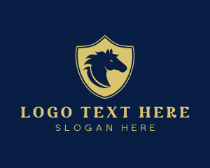 Equestrian - Horse Mustang Shield logo design