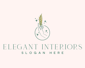 Elegant Hand Leaf logo design