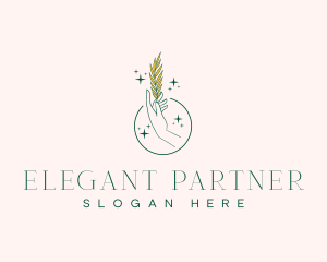 Elegant Hand Leaf logo design