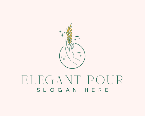 Elegant Hand Leaf logo design