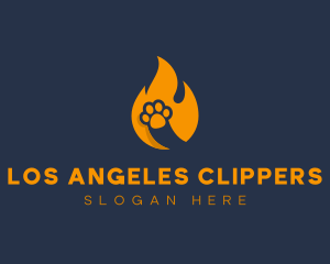 Animal Shelter - Fire Flame Paw Print logo design