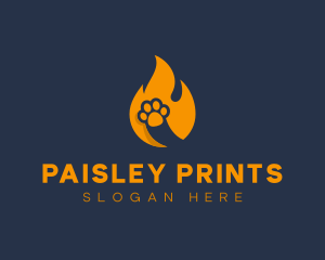 Fire Flame Paw Print logo design