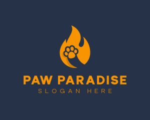 Fire Flame Paw Print logo design