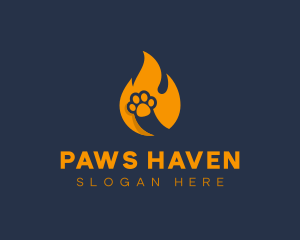 Fire Flame Paw Print logo design