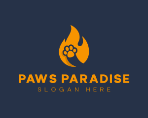 Fire Flame Paw Print logo design