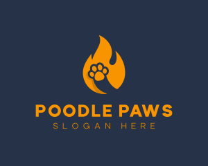 Fire Flame Paw Print logo design