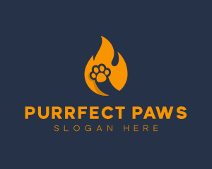 Fire Flame Paw Print logo design