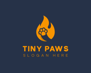 Fire Flame Paw Print logo design