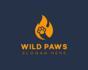 Fire Flame Paw Print logo design