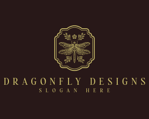 Dragonfly - Elegant Floral Dragonfly logo design