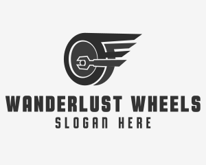 Wheel Wings Wrench logo design