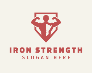 Red Shield Weightlifter logo design