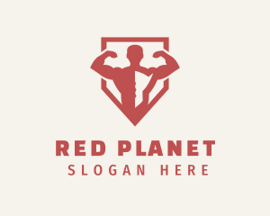 Red Shield Weightlifter logo design