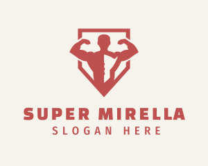 Bodybuilding - Red Shield Weightlifter logo design