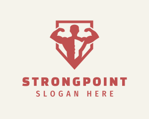Bodybuilding - Red Shield Weightlifter logo design