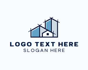 Construction - Architecture House Blueprint logo design
