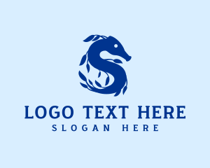 Seahorse - Seaweed Seahorse Letter S logo design