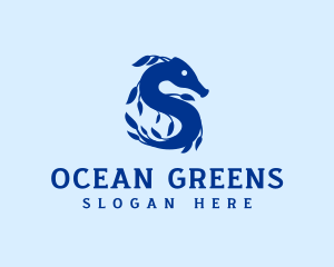 Seaweed - Seaweed Seahorse Letter S logo design
