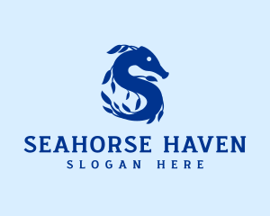 Seahorse - Seaweed Seahorse Letter S logo design