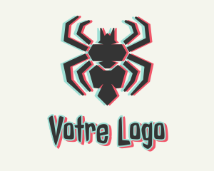 3d - Holographic Spider Gaming logo design
