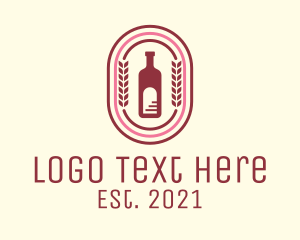 Champagne - Wine Bottle Badge logo design