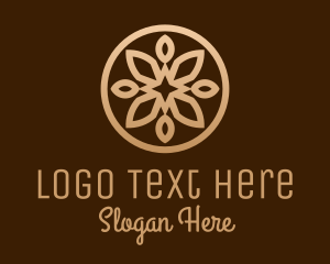 Massage - Golden Brown Flower Shape logo design