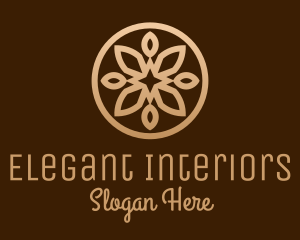 Golden Brown Flower Shape logo design