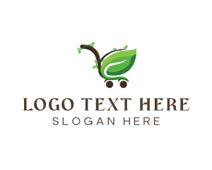 Trolley - Organic Leaf Cart logo design
