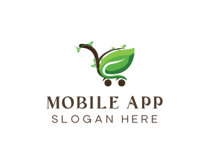 Grocer - Organic Leaf Cart logo design