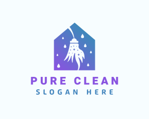 Cleaning Housekeeping Mop logo design