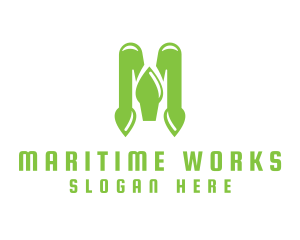 Green Spade M logo design