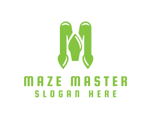 Green Spade M logo design