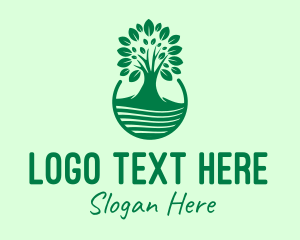 Plantation - Green Tree Natural Landscape logo design
