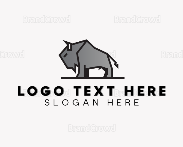Standing Bison Animal Logo