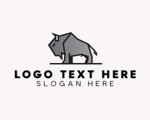 Cattle - Standing Bison Animal logo design