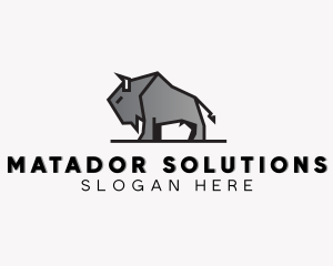 Standing Bison Animal logo design