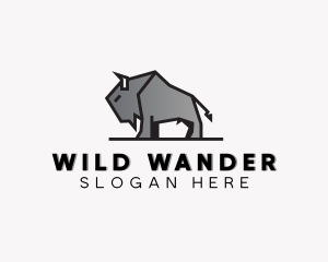 Standing Bison Animal logo design