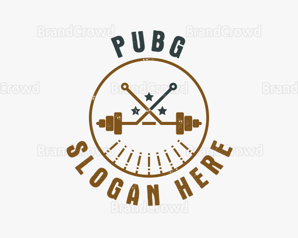 Hipster Workout Barbell Logo