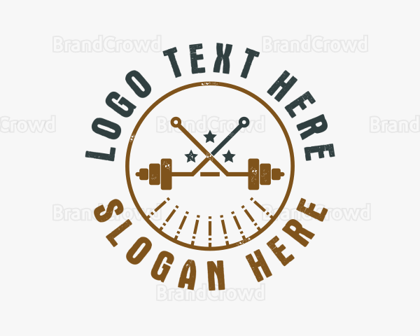 Hipster Workout Barbell Logo