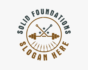 Hipster Workout Barbell Logo