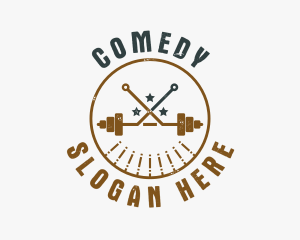 Hipster Workout Barbell Logo