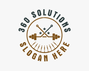 Hipster Workout Barbell logo design